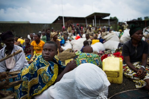 Displaced Congolese who found refuge in a Monusco protected location in Goma - Picture Bloomberg.
